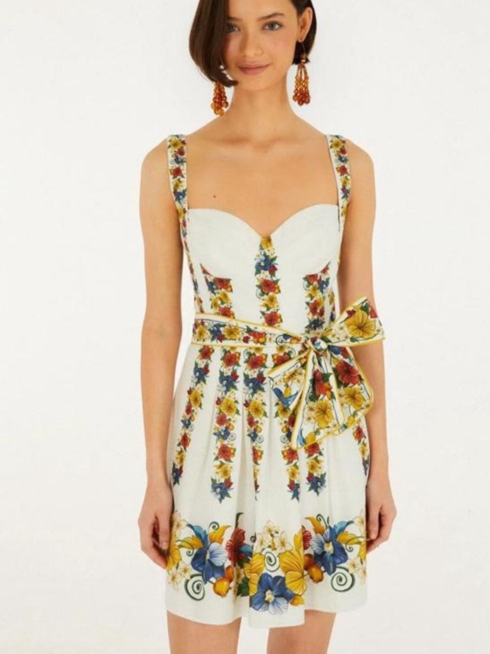 NWT FARM RIO Off-White Belted Mini Dress